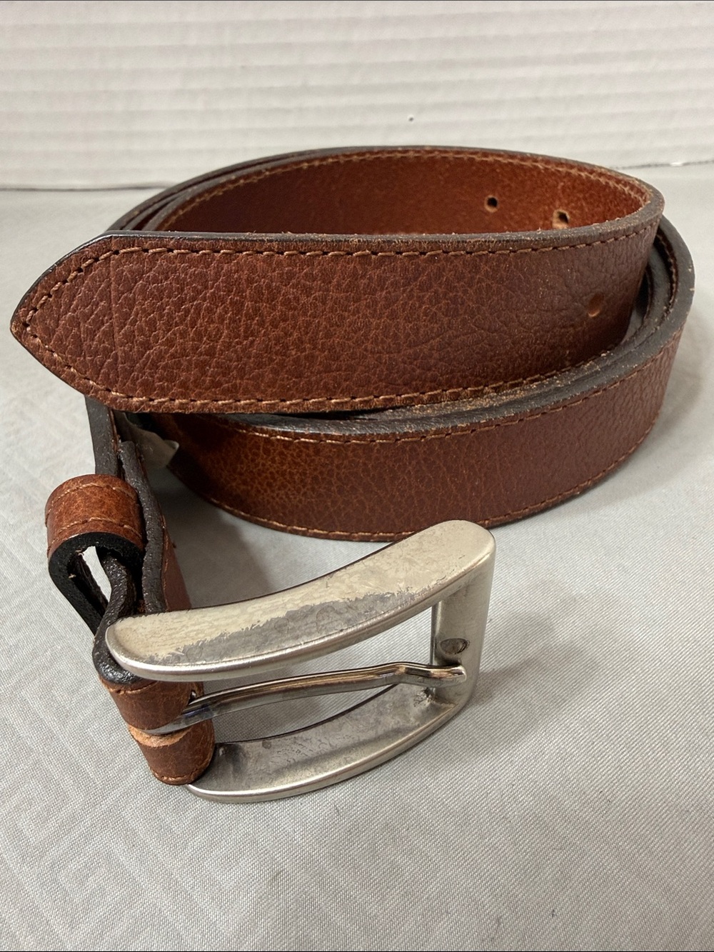 Vintage Chambers Saddle Brown Rugged Leather Belt # 2779-029 Men's Size 44